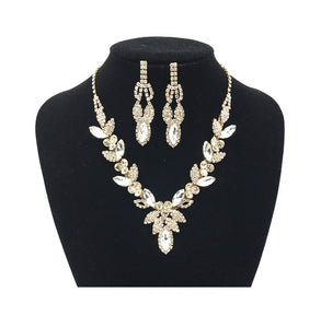 GOLD NECKLACE SET CLEAR STONES ( 0220 2C )