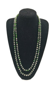 8mm 60" KNOTTED GREEN MIX CRYSTAL BEADED LONG NECKLACE ( 0064 221 )