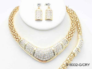 3 Piece Gold Casting and Clear Rhinestone Set ( 18332 )