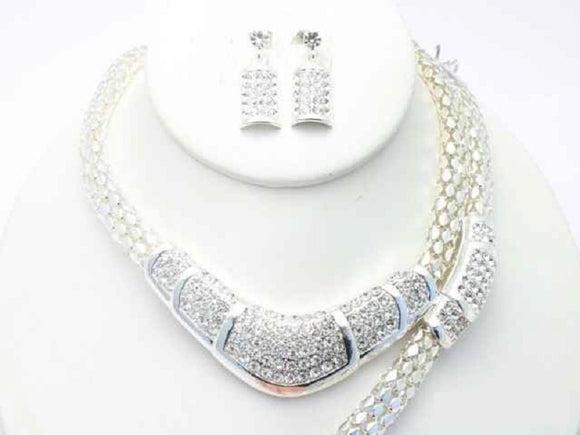 3 Piece Silver Casting and Clear Rhinestone Set ( 18332 )