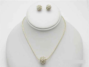 Gold with Crystal Ball Necklace Set ( 3690 ) - Ohmyjewelry.com