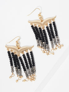 GOLD BLACK CRYSTAL EARRINGS ( 1080 GDJET )