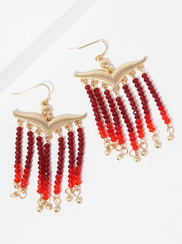 GOLD RED CRYSTAL EARRINGS ( 1080 GDSIAM )