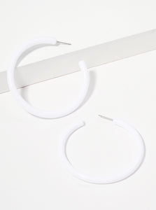 WHITE HOOP EARRINGS ( 1147 WHT )