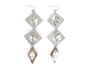 SILVER EARRINGS CLEAR STONES ( 3636 RHCL )