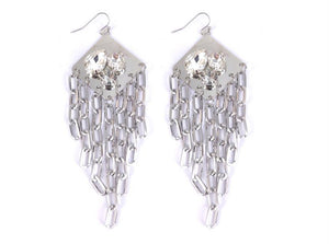 SILVER EARRINGS CLEAR STONES ( 3639 RHCL )