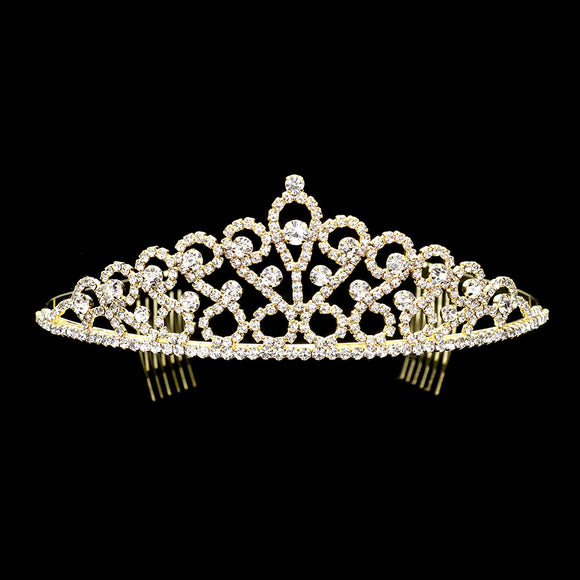 GOLD TIARA CLEAR STONES ( 1568 GCL )