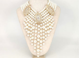 GOLD CREAM PEARL NECKLACE SET ( 1450 GDCRCL )