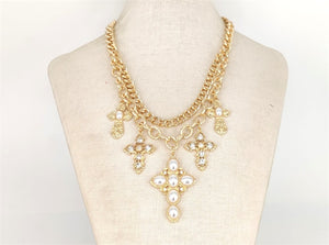 GOLD CROSS NECKLACE SET ( 1749 GDCRCL )