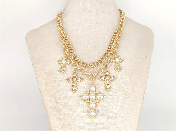 GOLD CROSS NECKLACE SET ( 1749 GDCRCL )