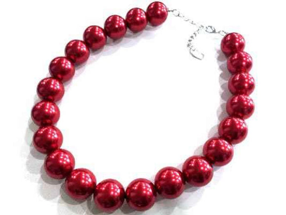 RED PEARL NECKLACE SET ( 6941 RD )