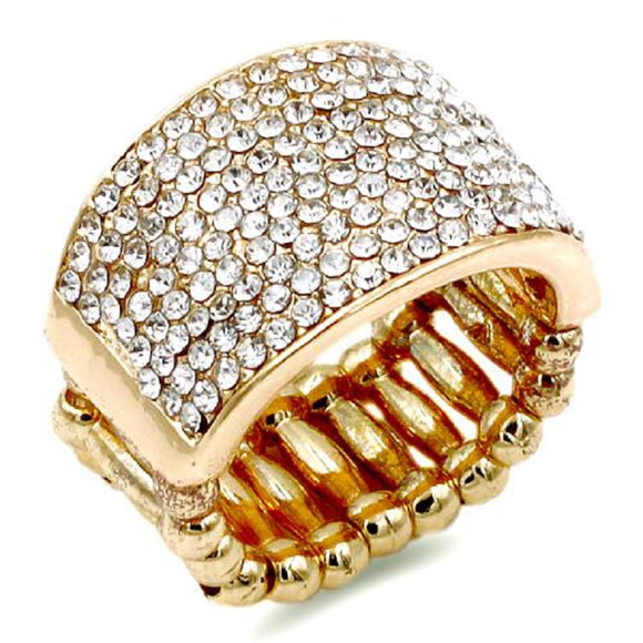 GOLD STRETCH RING CLEAR STONES ( 2095 GDCL )