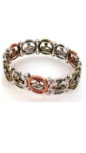 Burnish 3 Tone Stretch Jesus Fish Bracelet with HOPE Inscription ( 00015 )
