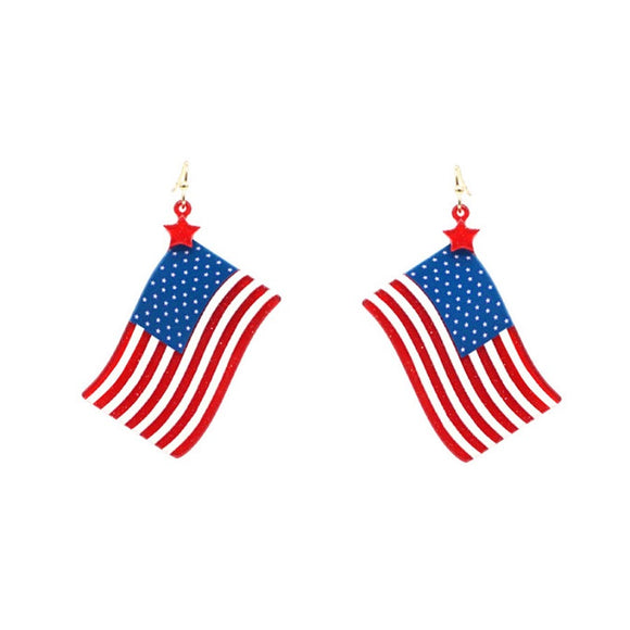 GOLD AMERICAN FLAG EARRINGS ( 1202 G )