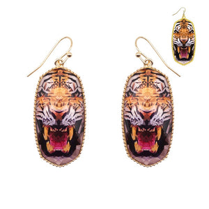 GOLD TIGER HEAD EARRINGS ( 5296 GD )