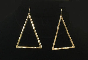 2.25" Gold Hammered Open Triangle Dangle Earrings ( 3306 GD ) - Ohmyjewelry.com