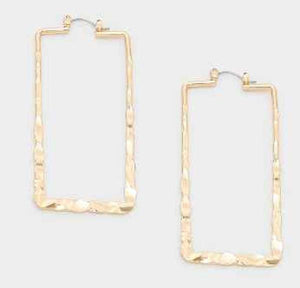 14K Gold Pincatch Open Rectangle Hoop Earrings ( 5089 GD ) - Ohmyjewelry.com