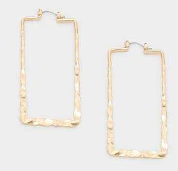 14K Gold Pincatch Open Rectangle Hoop Earrings ( 5089 GD ) - Ohmyjewelry.com