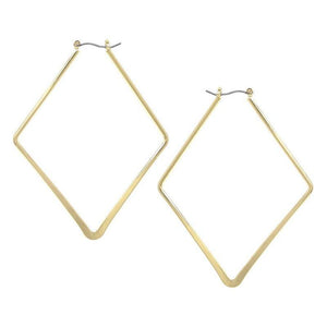 3.25" 14K Gold Filled Fashion Diamond Shape Pincatch Hoop Earrings ( 5154 GD ) - Ohmyjewelry.com