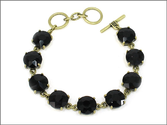 GOLD BRACELET BLACK STONES ( 0880 BBJET )