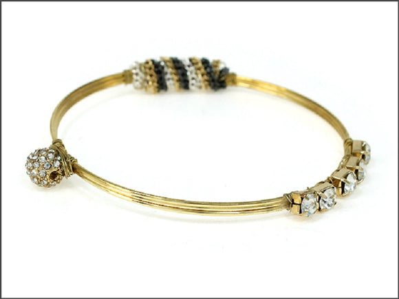 Gold Wire Wrapped Bangle with Stones ( 0847 )