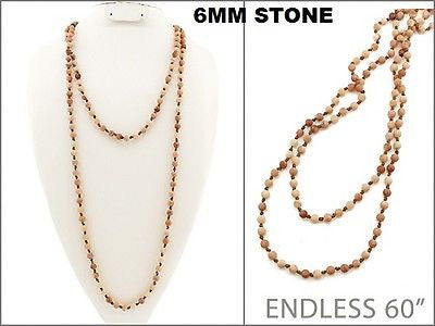 Long Peach Color Semi Precious Stone Beaded Wrap Necklace