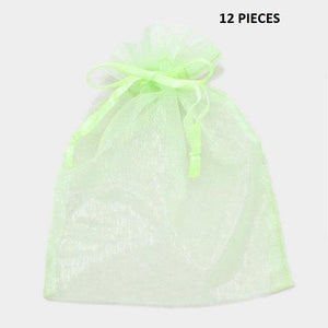 6.75" x 9.5" Extra Large Lime Green Organza Gift Bag 12 Pieces XL - Ohmyjewelry.com