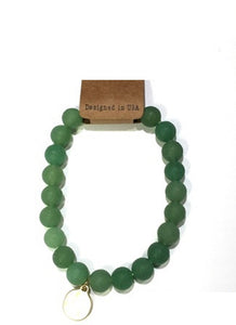 GREEN STRETCH BRACELET GOLD CHARM ( 1003 37 )