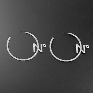 SILVER № HOOP EARRINGS CLEAR STONES ( 1680 RDCLR )