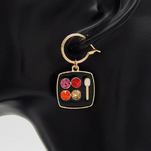 GOLD BABY HOOP EARRING WITH MAKEUP CHARM ( 3113 GD )