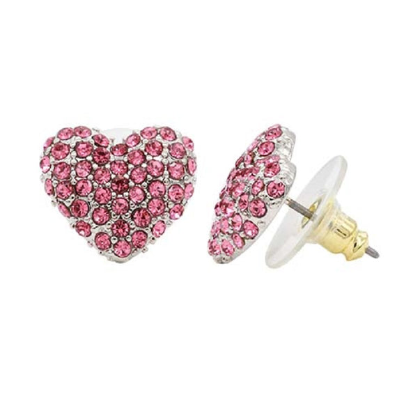 GOLD HEART EARRINGS PINK STONES ( 4086 SVPK )