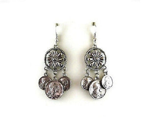 Silver Coin Earrings ( 5691 )