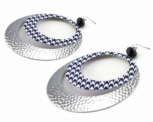 SILVER HOUNDSTOOTH EARRINGS ( 1092 RHBW )