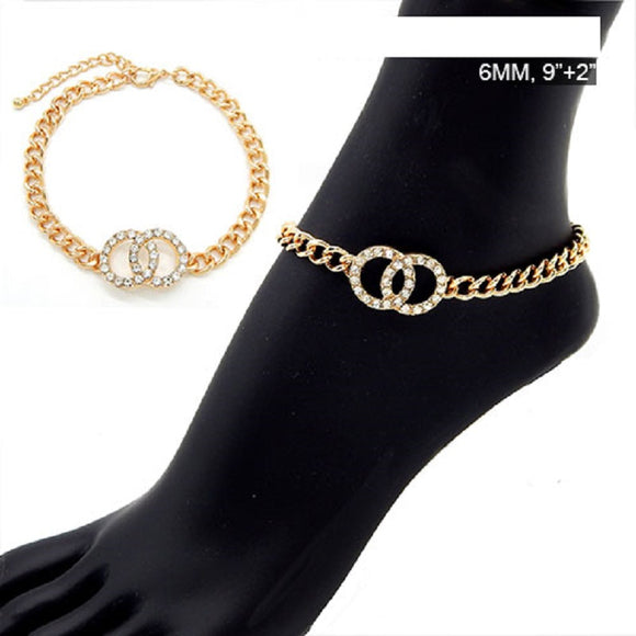 GOLD INFINITY ANKLET CLEAR STONES ( 2025 GDCLR )
