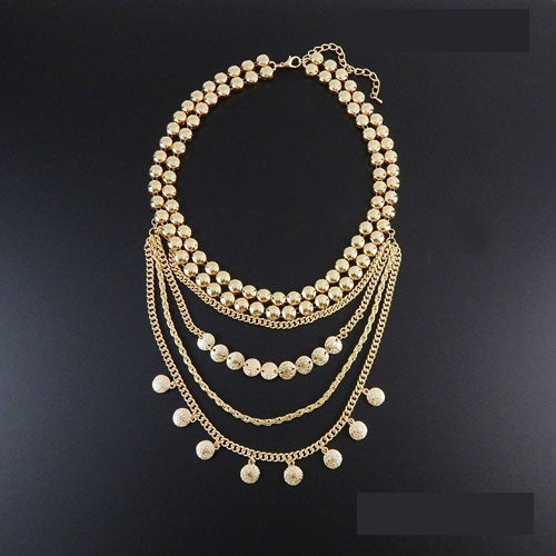 Fashion Necklace with Dangling Round Charms
