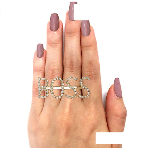 GOLD TWO FINGER BOSS RING ( 2974 )