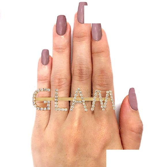 GOLD TWO FINGER GLAM RING ( 2976 )