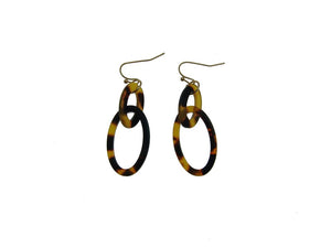 2" Long Double Loop Tortoise Design Fashion Dangle Earrings ( 2568 )