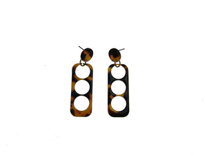 2.25" Long Rectangular Tortoise Design Fashion Dangle Earrings ( 2646 )