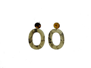 2" Long Acetate Design Fashion Open Oval Dangle Earrings ( 2651 )