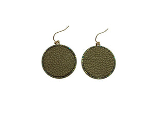 1.75" Round Gold Trimmed Earrings with Gold Leather and AB Rhinestones ( 2894 )