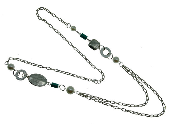 SILVER TURQUOISE STONE NECKLACE ( 1985 2 )