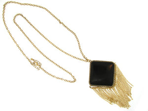 GOLD NECKLACE BLACK STONE ( 430 7BK )