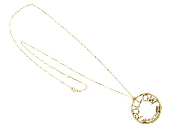 Gold Metal Long Necklace with Follow Arrow Pendant ( 596 1 )
