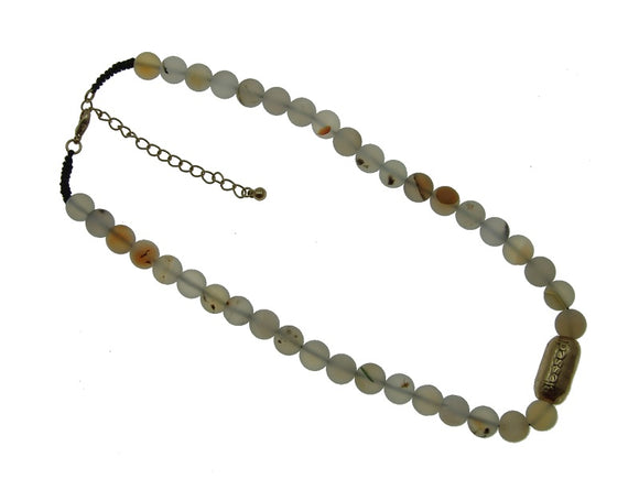 10mm Brown and Clear Genuine Stone Beaded Necklace  