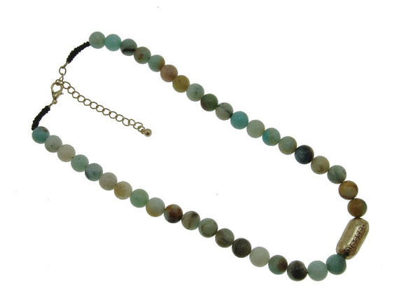 10mm Multi Color Genuine Stone Beaded Necklace  