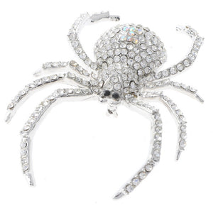 3 3/4" SILVER CLEAR AB STONES Rhinestone Spider Brooch Pin ( 1305 SCL )