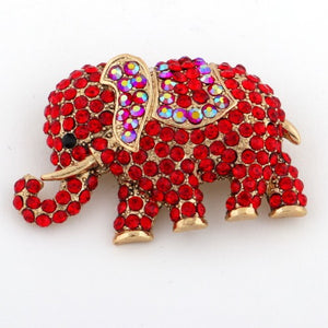 GOLD ELEPHANT BROOCH WITH RED STONES ( 1237 )