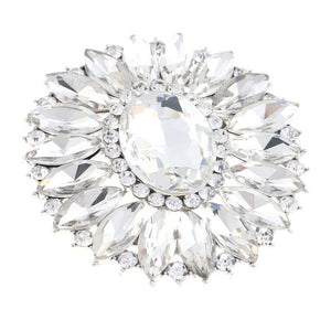 SILVER AND CLEAR BROOCH ( 06698 SCL )