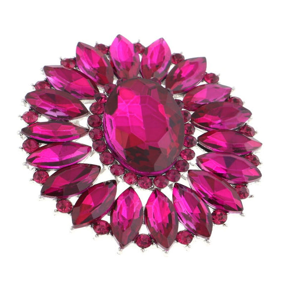 SILVER AND FUCHSIA PINK BROOCH ( 06698 )